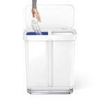 simplehuman 58 Liter / 15.3 Gallon Rectangular Dual Compartment Recycling Step, Brushed Stainless Steel with Soft-Close Plastic Lid Kitchen Trash Can