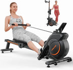 YOSUDA Magnetic Rowing Machine 350 LB Weight Capacity - Foldable Rower for Home Use with Bluetooth, App Supported, Tablet Holder and Comfortable Seat Cushion