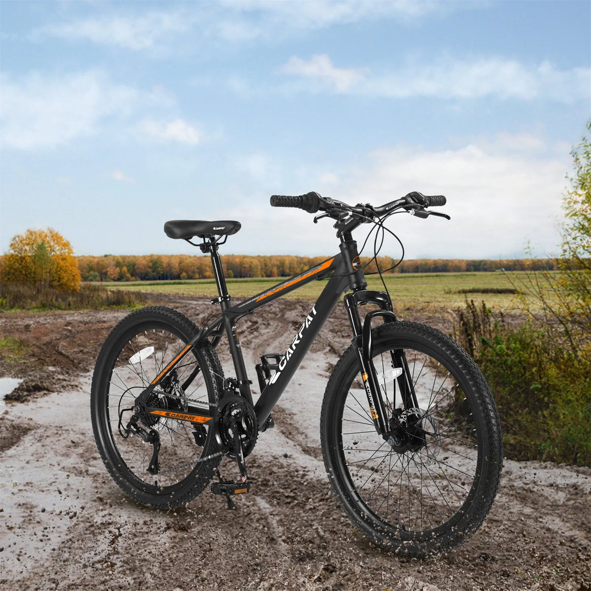 26" Mountain Bike for Adult, 21 Speed MTB with High-carbon Steel Frame, Orange