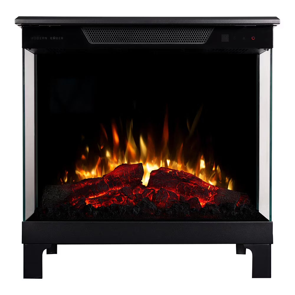 Modern Ember 24-in 3-Sided Freestanding Electric Stove in Black ME-24-3SD-BLK