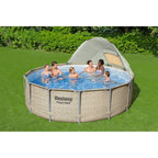 Bestway Power Steel 14' x 42" Round Above Ground Outdoor Swimming Pool Set