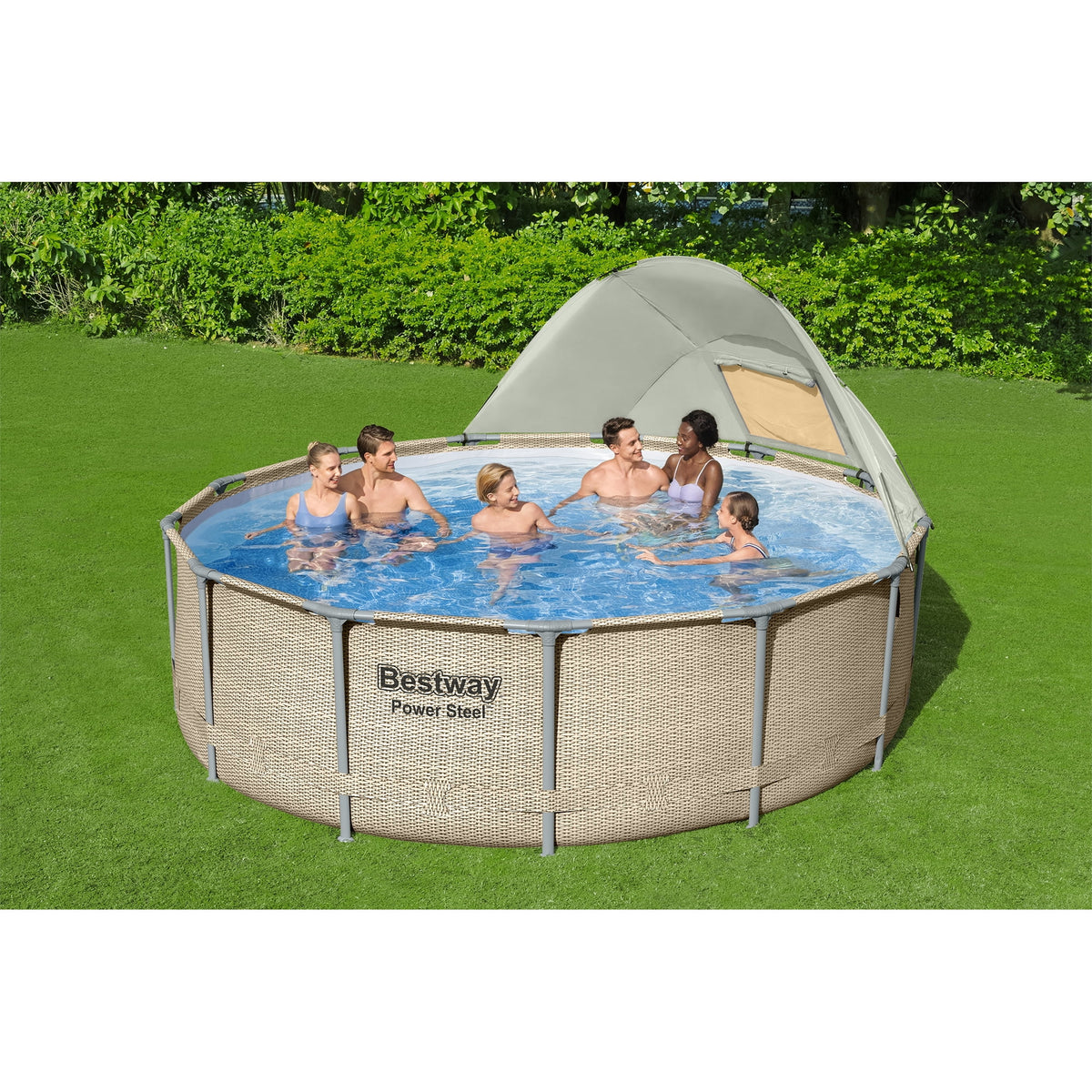 Bestway Power Steel 14' x 42" Round Above Ground Outdoor Swimming Pool Set