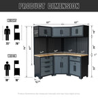 HPDMC Garage Storage Cabinet System 7-Pcs Workshop Set Metal Garage Cabinets System with Steel Cabinet Drawers, Workbench, Pegboard for Garage Tool Organization