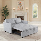 Gewnee 55'' Modern Convertible Velvet Sofa Bed with Pull-Out Twin Bed, Adjustable Backrest for Living Room, Office (Dark Gray)