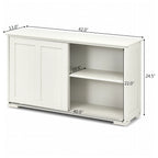 Costway Kitchen Storage Cabinet Sideboard Buffet Cupboard Wood Sliding Door Pantry White