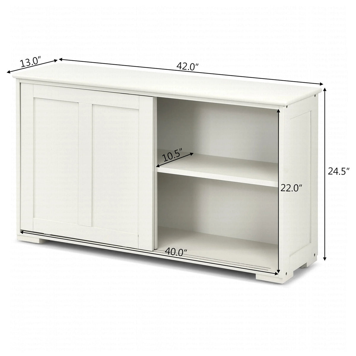 Costway Kitchen Storage Cabinet Sideboard Buffet Cupboard Wood Sliding Door Pantry White