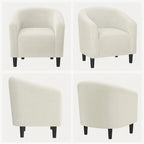 Yaheetech Upholstered Club Chair Accent Barrel Chair, Ivory
