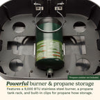 Cuisinart Venture? Portable Gas Grill, Small Camping Grill with Cutting Board and Handle