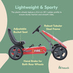 Hauck Speedster Pedal Go Kart w/ Adjustable Bucket Seat for Kids Ages 4 to 8, Fire Rescue