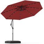 Costway 10 FT Solar Offset Hanging Umbrella Patio Cantilever Umbrella with 32 LED Lights Brown