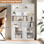 Homfa 73�� Tall Bookcases with Doors, 8 Cubes 6-Tier Double Row Bookshelf, White Bookcase for Living Room Home Office