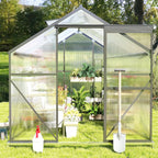 Asofer 6' x 4' Greenhouse for Outdoors, Aluminum Walk-in Green Houses shed with Rain Gutter and Roof Vent for Backyard