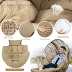 RADIATA 440 lbs Outdoor Egg Chair with Foot Rest & Ottoman, Wicker Patio Egg Chair for Indoor or Garden,Beige