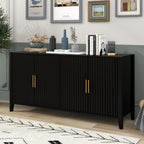 Black Accent Cabinet, Atumon Storage Cabinet Furniture, Modern Buffet Sideboard, Wooden Accent Cabinet with 3 Doors, Accent Storage Cabinet for Entryway Hallway Living Room, 48"L x 17.7"W x 31.9"H