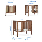 Delta Children Lee Portable Folding Mini Crib with 1.5-Inch Mattress - Greenguard Gold Certified, Bianca White