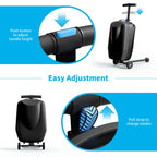 Muhub 2 in 1 Scooter Luggage for Kids and Adult,Foldable Ride on Luggage with Wheels,Light Blue