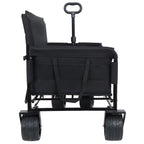 3-in-1 Collapsible Wagon Cart with Bench Seat, 500lbs Convertible Heavy Duty Utility Wagon with Flexible Handle, All-Terrain Folding Grocery Cart with Wheels for Shopping, Camping, Orange
