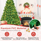 Vebreda 6FT Pre-Lit Artificial Christmas Tree with 300 Warm White LED Lights, Hinged Branch Design, Eco-Friendly PVC Needles & Foldable Metal Stand for Home, Office & Holiday D��cor