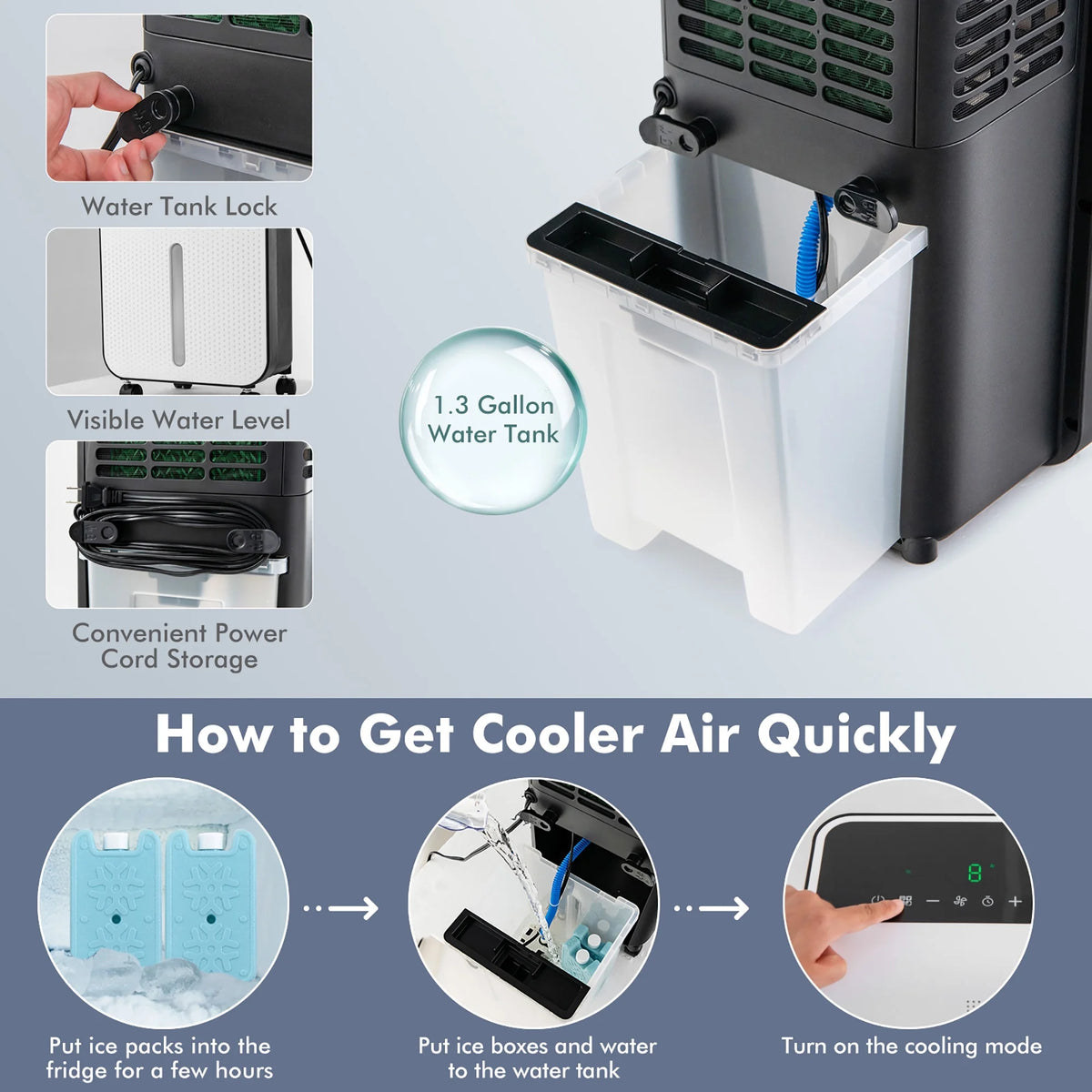 Costway Evaporative Air Cooler 3-in-1 Portable Swamp Cooling Fan w/ 12H Timer Remote