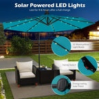 Costway 10 FT Solar Offset Hanging Umbrella Patio Cantilever Umbrella with 32 LED Lights Brown