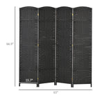 Privacy Screen HOMCOM Room Divider, 4 Panel Folding Privacy Screen, 5.6' Tall Freestanding Partition for Home Office, Bedroom, Black,Outdoor Privacy Screen