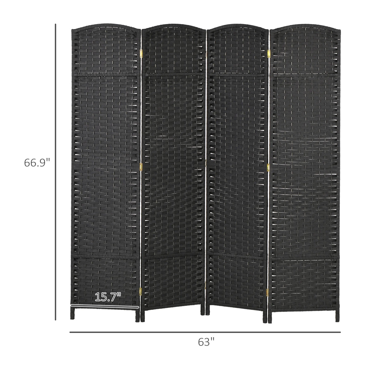 Privacy Screen HOMCOM Room Divider, 4 Panel Folding Privacy Screen, 5.6' Tall Freestanding Partition for Home Office, Bedroom, Black,Outdoor Privacy Screen