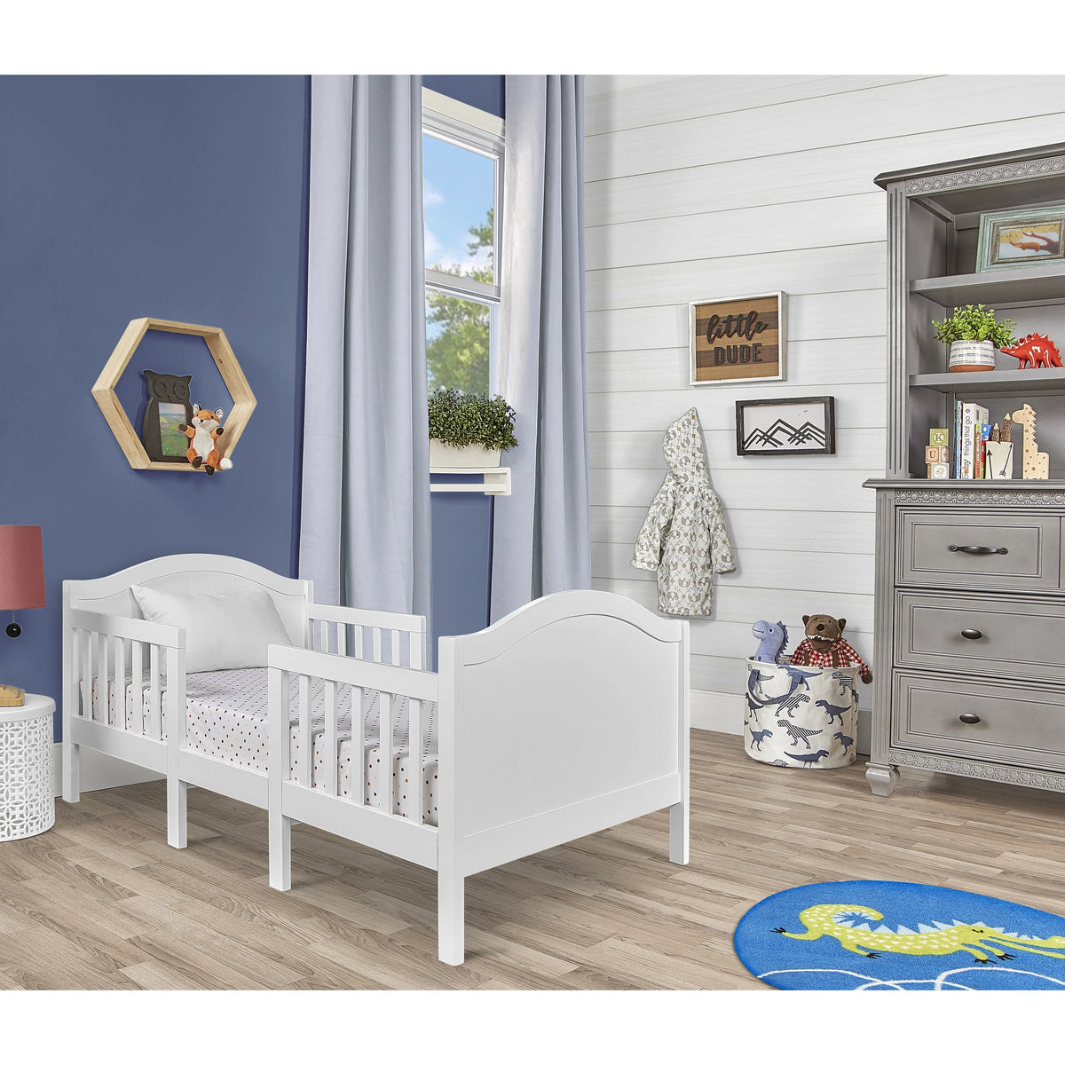 Dream On Me Portland 3 in 1 convertible Toddler Bed, Steel Grey