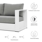 Lounge Sofa Table Set, Grey Gray, Aluminum, Metal, Fabric, Modern Contemporary, Outdoor Patio Balcony Cafe Bistro Garden Furniture Hotel Hospitality