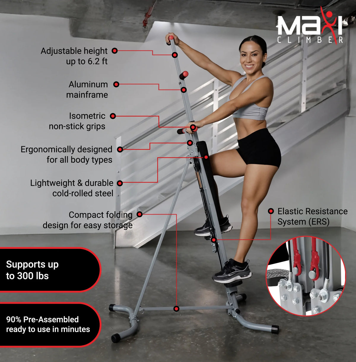 MaxiClimber Classic Vertical Resistance Climber and Cardio Exercise System