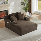 Lovableguy Oversized Chaise Lounge Chair Indoor,Comfy Deep seat Lounge Sofa with Cup Holders and Storage Pockets,Sleeper Sofa Bed for Living Room,Bedroom,No Assembly Required,Cream