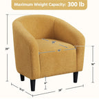 Yaheetech Upholstered Club Chair Accent Barrel Chair, Ivory
