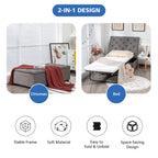 Costway Folding Ottoman Sleeper Bed with Mattress Convertible Guest Bed Grey