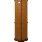 Walnut Cabinet With 6 Shelves, Adjustable Glass & Mirrored Back Design Shelf Lighted Corner Curio Shelves In