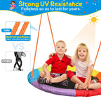 GIKPAL Swing Sets for Outside 440lbs Swing Set for 2-3 Kids Outdoor with Heavy-Duty Metal Frame & Adjustable Ropes Round Swing, Rainbow