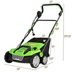 IronMax 13Amp Corded Scarifier 15" Electric Lawn Dethatcher w/50L Collection Bag Orange