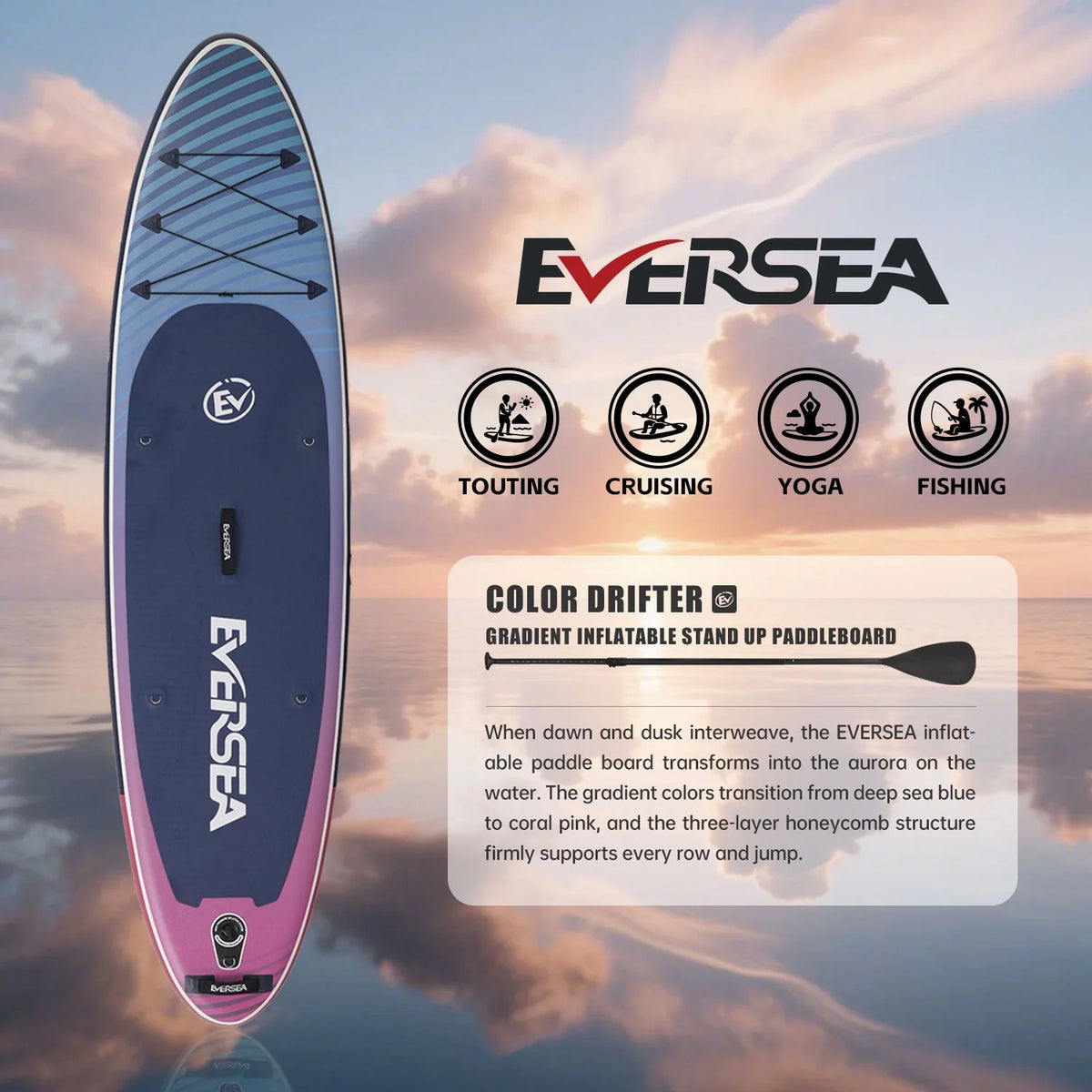 MSEASFREE 10' Inflatable Stand up Paddle Board,with Premium SUP Paddle Board Accessories,Non-Slip Comfort Deck for Youth & Adults