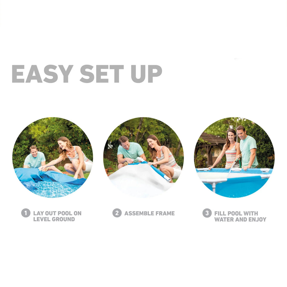 INTEX Round Metal Frame 10ft x 30in Above Ground Swimming Pool Set, Blue