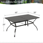 MF Studio 6-Person Outdoor Rectangular Metal Dining Table with Umbrella Hole, All-Weather Resistance Patio Table, Black