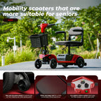 iScooter 4 Wheel Mobility Scooter for Seniors, Wider Seats & Foldale Electric Wheelchair Device for Travel, Upgraded for Superior Performance, Red