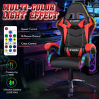Bigzzia Gaming Chair with LED Lights Ergonomic Office Chair for Adults and Kids - Adjustable Height, 360�� Swivel, Headrest Support, Mesh PU Leather, Black & Green
