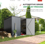 YODOLLA Outdoor Storage Shed, 3 x 7 Ft Bike Sheds & Outdoor Storage, Small Metal Outdoor Storage Cabinet for Garden