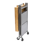 Origami Foldable Wheeled Portable Solid Wood Top Kitchen Island Bar Cart