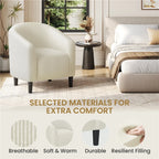 Yaheetech Upholstered Club Chair Accent Barrel Chair, Ivory