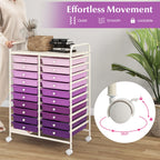 Costway 20 Drawer Rolling Storage Cart Tools Scrapbook Paper Office School Organizer Yellow