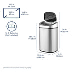 Nine Stars Automatic Trash Can, 21 Gallon Stainless Steel, Motion Sensor Hands Free Soft Close Lid Garbage Bin, Silver
