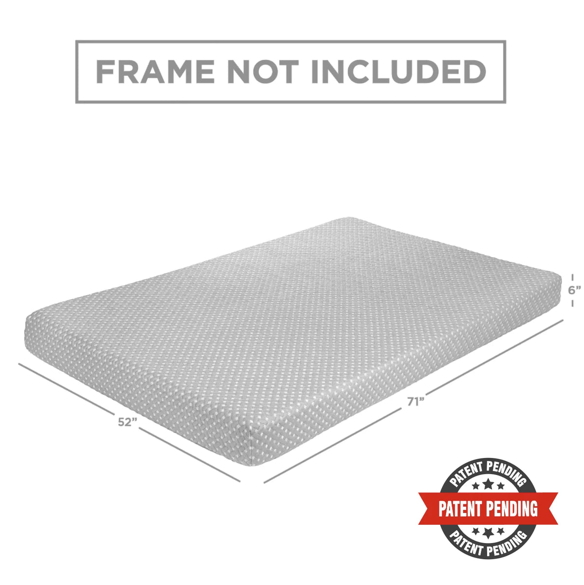 Milliard Memory Foam Futon Mattress - Full Size (Frame Not Included) (Black), 71"52"x6"
