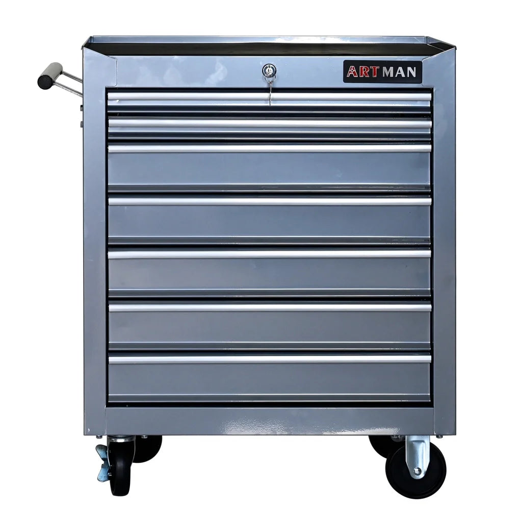 7-Drawer Metal Rolling Tool Chest with Wheels, Tool Storage Cabinet with Locking System, Toolbox with Wheels for Garage, Warehouse, Workshop, Repair Shop, Red