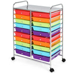 Costway 20 Drawer Rolling Storage Cart Tools Scrapbook Paper Office School Organizer Yellow