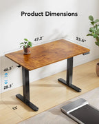UANUO 48 x 24 inch Electric Standing Desk, Height Adjustable Table with Headphone Hooks & Cable Manager, Sit to Stand up Desk for Home Office, Vintage Brown