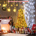 Costway 7ft Pre-lit Hinged Christmas Tree w/ Remote Control & 9 Lighting Modes